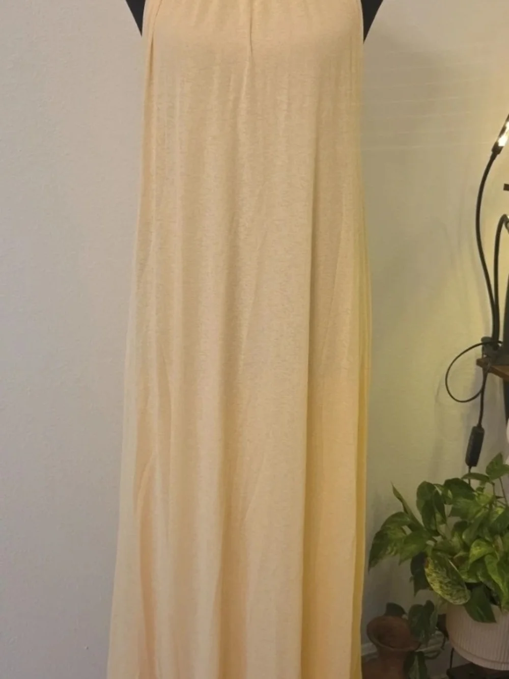 Sleeveless Halter Maxi Dress in Pale Yellow - Picture 2 of 5